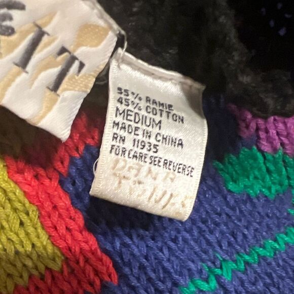 90’s Mixit Black Crew Neck Sweaters with colorful Artistic Designs Size M - Picture 5 of 11